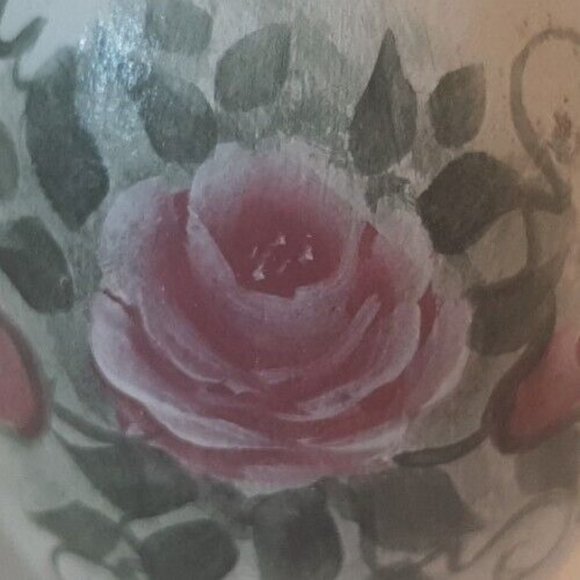 Pink Rose Hand Painted Wooden Easter Egg Decor Shabby Style Cottage Core - Picture 2 of 9